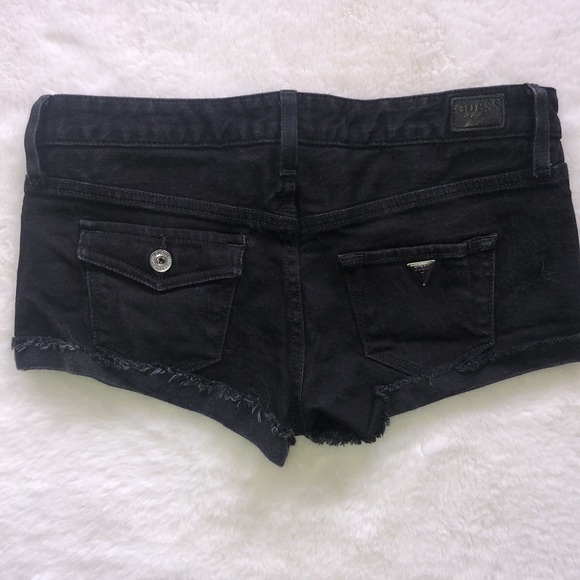 GUESS Black Denim Shorts Size 27 - Picture 4 of 5